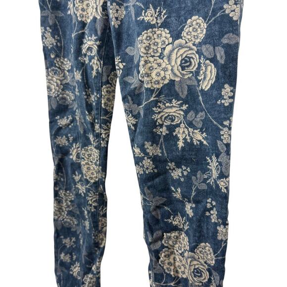 Lauren Ralph Lauren Stretch Cotton Floral Blue Jeans Mid Rise Straight Leg sz 6 - Picture 9 of 16
